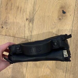 BEIS Black Leather Inflight Toiletry Case